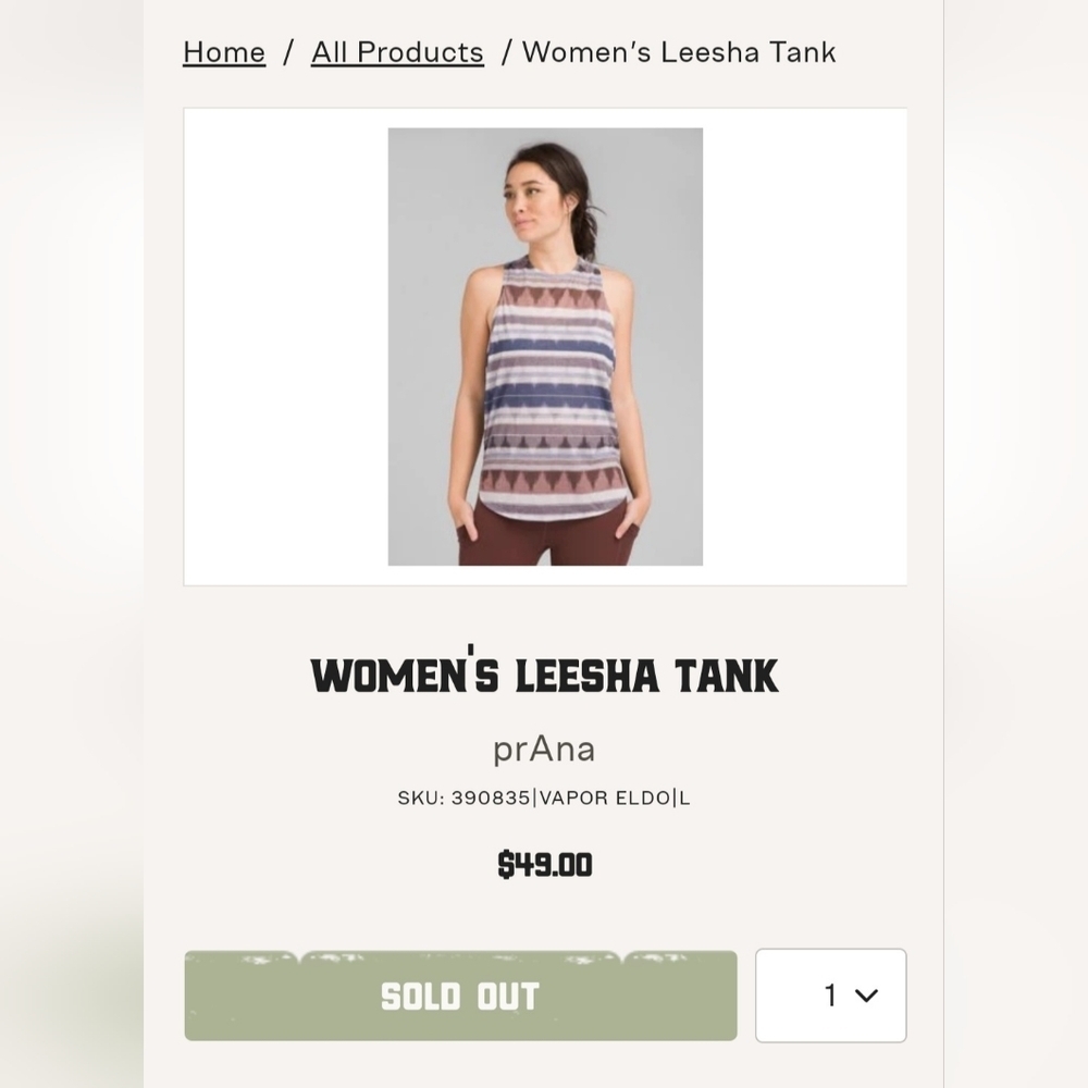 Prana Women's Leesha Tank, Medium​ - Picture 4 of 4